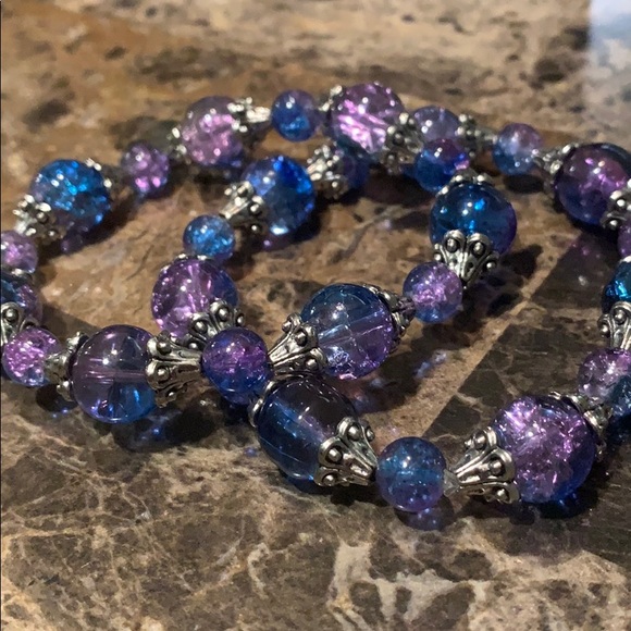 💐Blue/purple beaded bracelet💐 - Picture 3 of 5